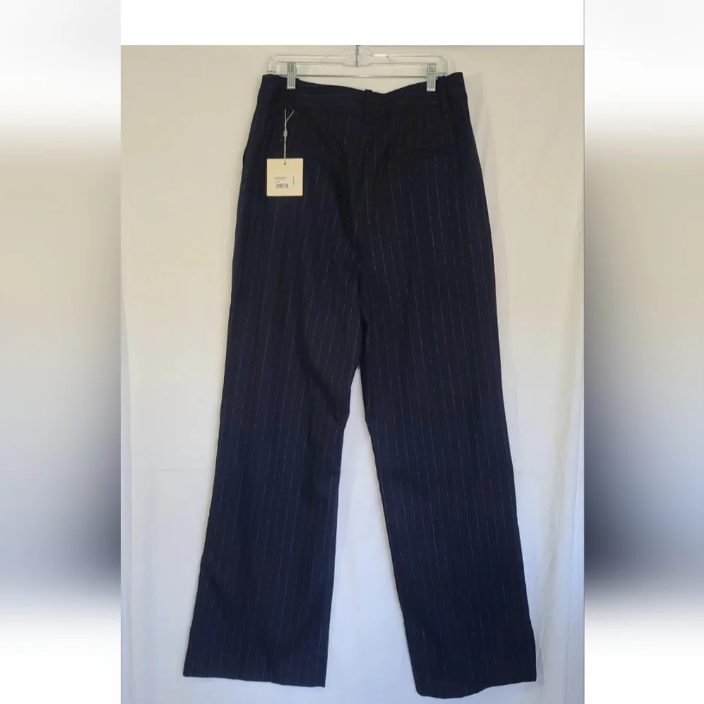 New W/Tag Favorite Daughter Designer Navy Pinstripe Favorite Pants US 14 RT $228 - Picture 6 of 11